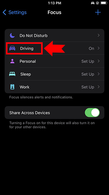 Share focus status on iPhone