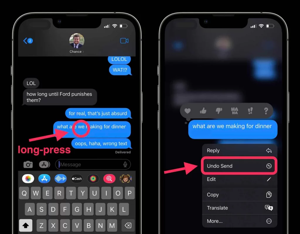 Unsend a message on iPhone
