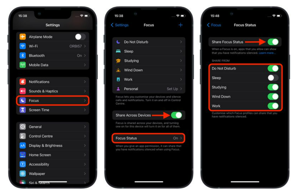 How to Stop Focus Modes From Sharing Your Status in iOS 16