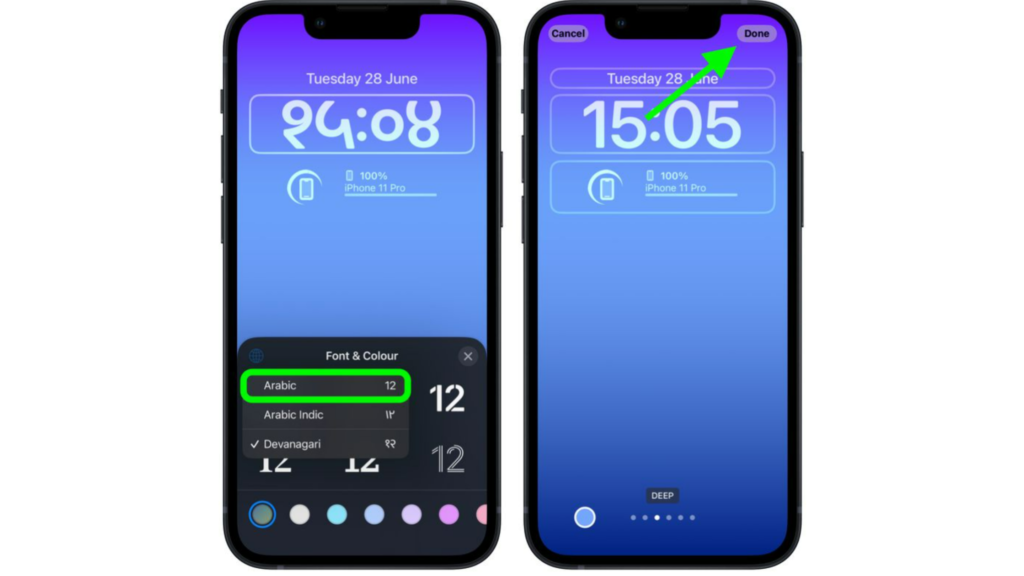 how to change the lock screen clock to Arabic numerals in iOS 16