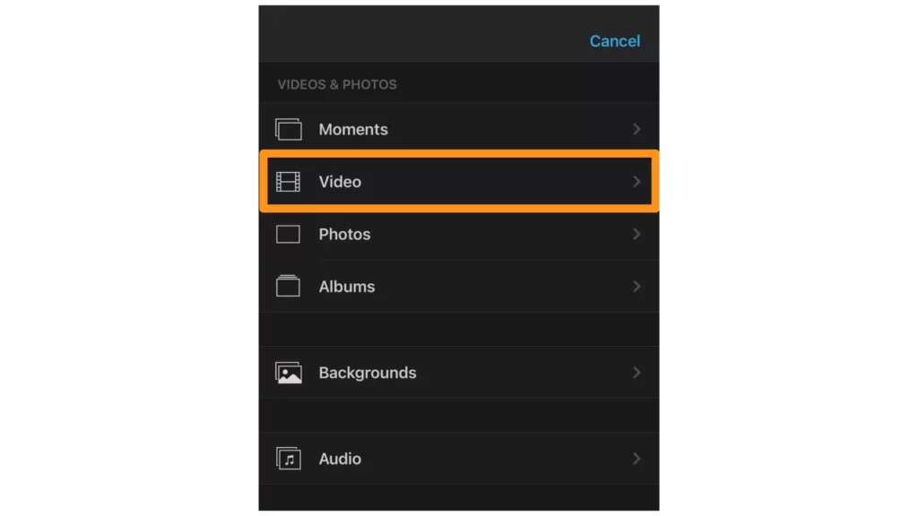 Choose the videos category; How to Combine Videos on iPhone to Elevate Visuals