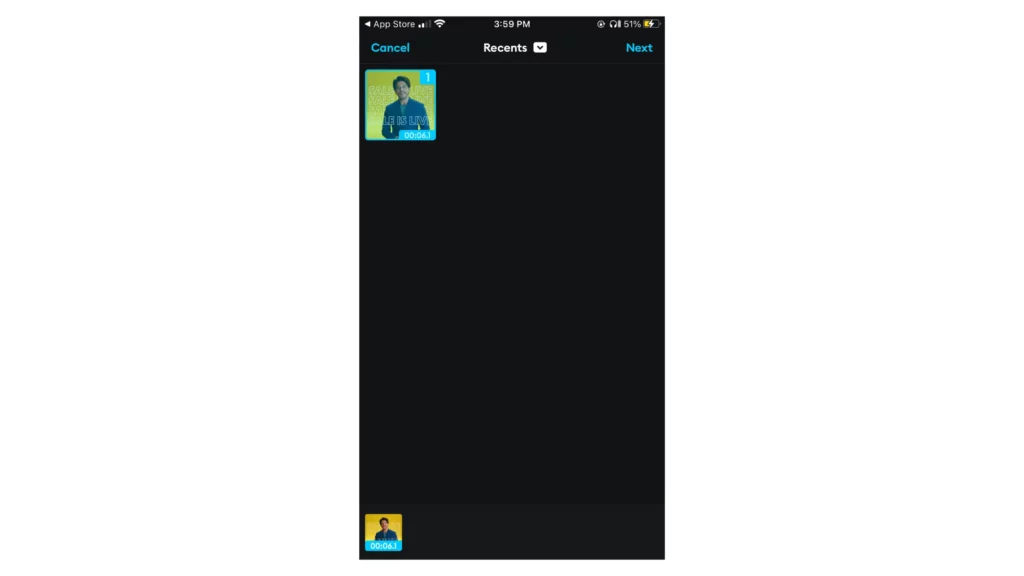 selecting a video for merging in splicer app;How to Combine Videos on iPhone to Elevate Visuals
